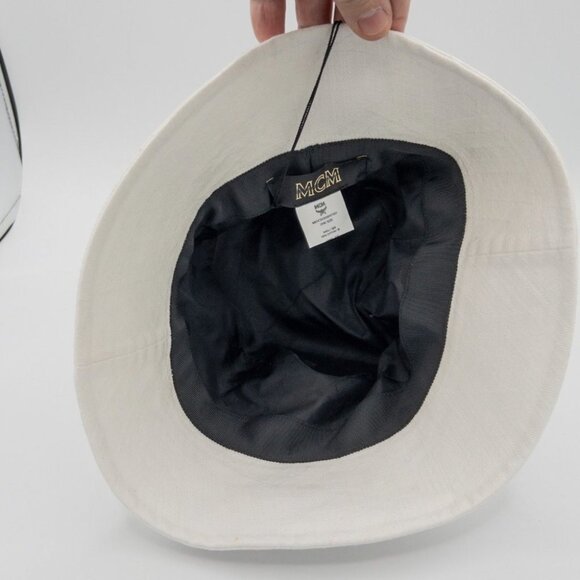 MCM Cubic Logo Jacquard White Bucket Hat - Picture 7 of 7
